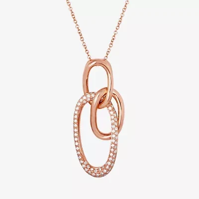 Le Vian Grand Sample Sale Le Vian Grand Sample Sale Womens 3/8 CT. T.W. Natural White Diamond 14K Rose Gold Circle 18 Inch Pendant Necklace