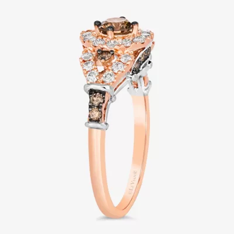 Le Vian Grand Sample Sale Le Vian Grand Sample Sale Womens 7/8 CT. T.W. Natural Champagne Diamond 14K Two Tone Gold Round Halo Cocktail Ring