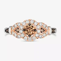 Le Vian Grand Sample Sale Le Vian Grand Sample Sale Womens 7/8 CT. T.W. Natural Champagne Diamond 14K Two Tone Gold Round Halo Cocktail Ring
