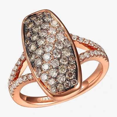 Le Vian Grand Sample Sale Le Vian Grand Sample Sale Womens 1 1/6 CT. T.W.  Natural Champagne Diamond 14K Rose Gold Oblong Side Stone Cocktail Ring