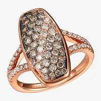 Le Vian Grand Sample Sale Le Vian Grand Sample Sale Womens 1 1/6 CT. T.W.  Natural Champagne Diamond 14K Rose Gold Oblong Side Stone Cocktail Ring