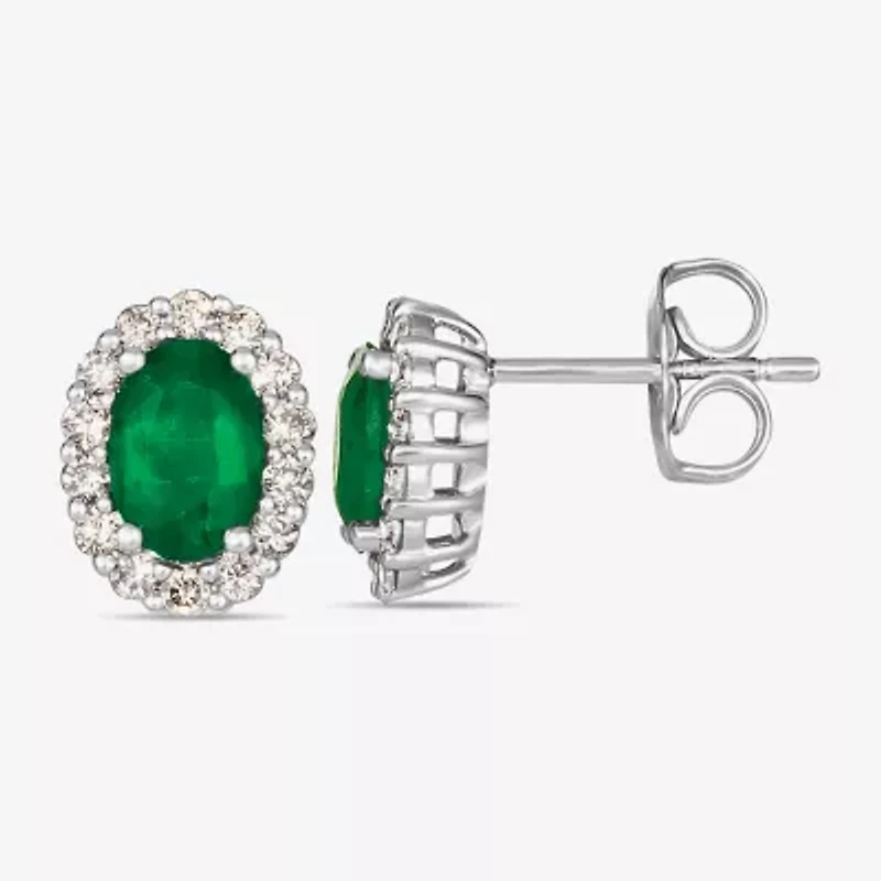 Le Vian Grand Sample Sale Le Vian Grand Sample Sale 1/4 CT. T.W. Genuine Green Emerald 14K White Gold 9mm Oval Stud Earrings