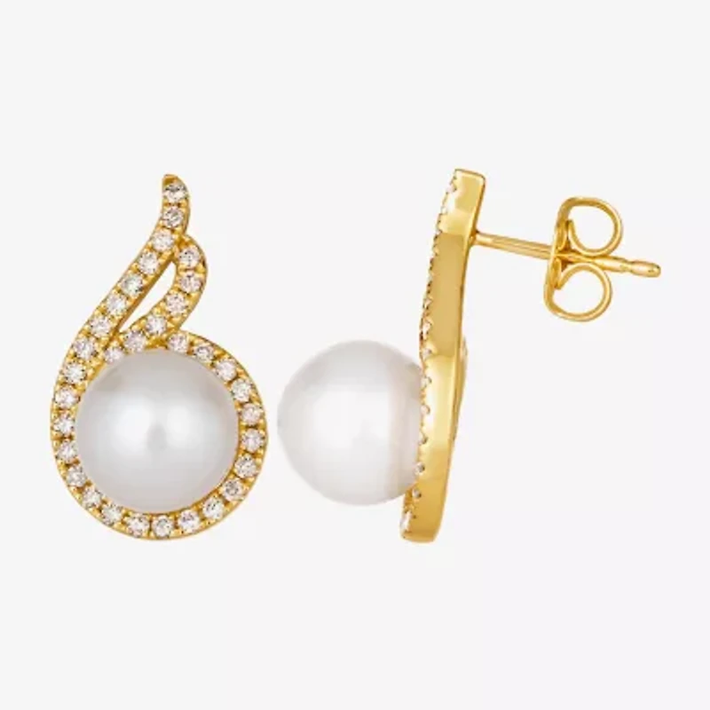 Le Vian Grand Sample Sale Le Vian Grand Sample Sale Womens 1/2 CT. T.W. Genuine White Cultured Freshwater Pearl 14K Gold Drop Earrings