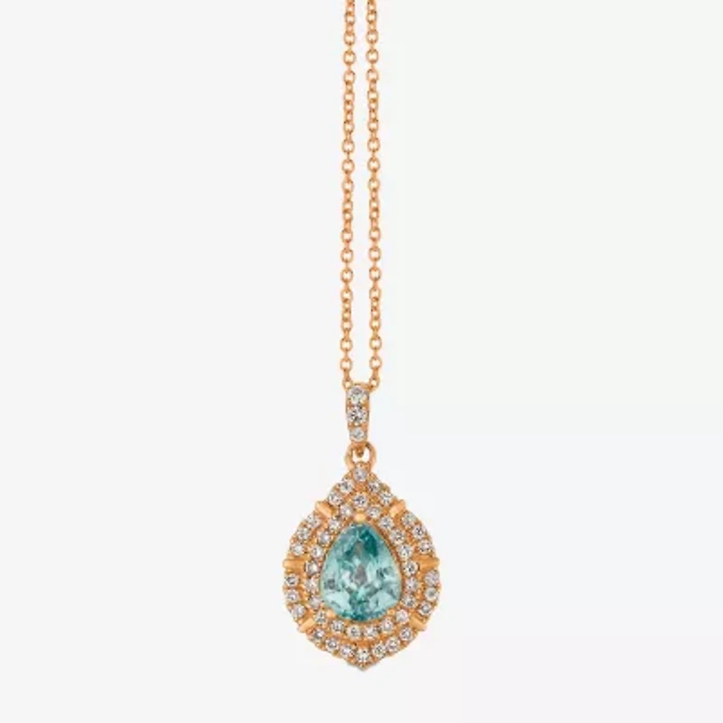 Le Vian Grand Sample Sale Le Vian Grand Sample Sale Womens 1/4 CT. T.W. Genuine Blue Zircon 14K Rose Gold Pear 18 Inch Pendant Necklace