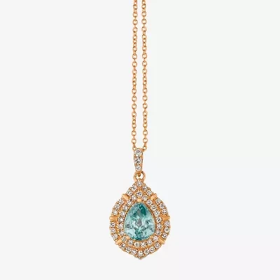 Le Vian Grand Sample Sale Le Vian Grand Sample Sale Womens 1/4 CT. T.W. Genuine Blue Zircon 14K Rose Gold Pear 18 Inch Pendant Necklace
