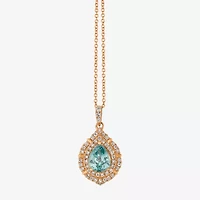 Le Vian Grand Sample Sale Le Vian Grand Sample Sale Womens 1/4 CT. T.W. Genuine Blue Zircon 14K Rose Gold Pear 18 Inch Pendant Necklace