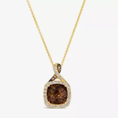 Le Vian Grand Sample Sale Le Vian Grand Sample Sale Womens 1/5 CT. Genuine Brown Quartz 14K Gold Cushion 19 Inch Pendant Necklace