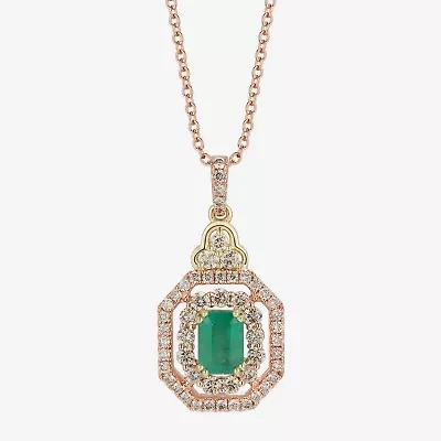 Le Vian Grand Sample Sale Le Vian Grand Sample Sale Womens 7/8 CT. T.W. Genuine Green Emerald 14K Two Tone Gold 20 Inch Pendant Necklace