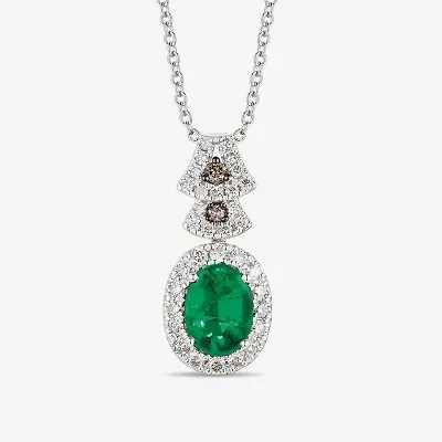 Le Vian Grand Sample Sale Le Vian Grand Sample Sale Womens 3/8 CT. T.W. Genuine Green Emerald 14K White Gold 20 Inch Pendant Necklace