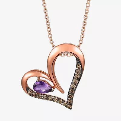Le Vian Grand Sample Sale Le Vian Grand Sample Sale Womens 1/4 CT. T.W. Genuine Purple Amethyst 14K Rose Gold Heart 18 Inch Pendant Necklace