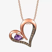 Le Vian Grand Sample Sale Le Vian Grand Sample Sale Womens 1/4 CT. T.W. Genuine Purple Amethyst 14K Rose Gold Heart 18 Inch Pendant Necklace