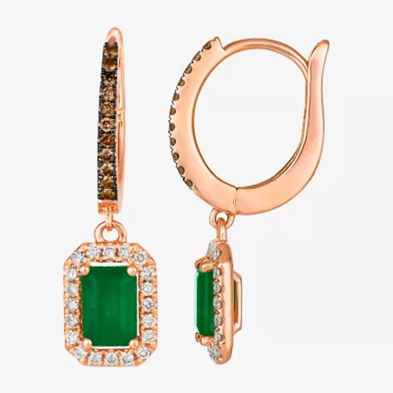 Le Vian Grand Sample Sale Le Vian Grand Sample Sale Womens 1/3 CT. T.W. Genuine Green Emerald 14K Rose Gold Drop Earrings