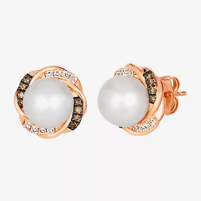 Le Vian Grand Sample Sale Le Vian Grand Sample Sale 1/4 CT. T.W. Genuine White Cultured Freshwater Pearl 14K Rose Gold 11.8mm Round Stud Earrings