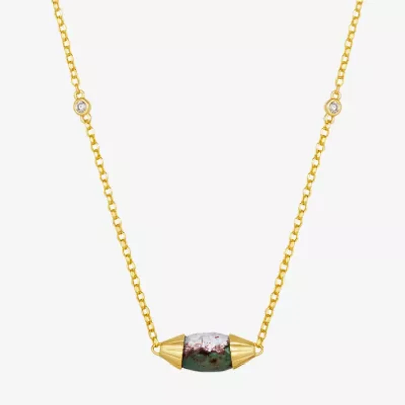 Le Vian Grand Sample Sale Le Vian Grand Sample Sale Womens Diamond Accent Genuine Blue Chalcedony 14K Gold 18 Inch Pendant Necklace