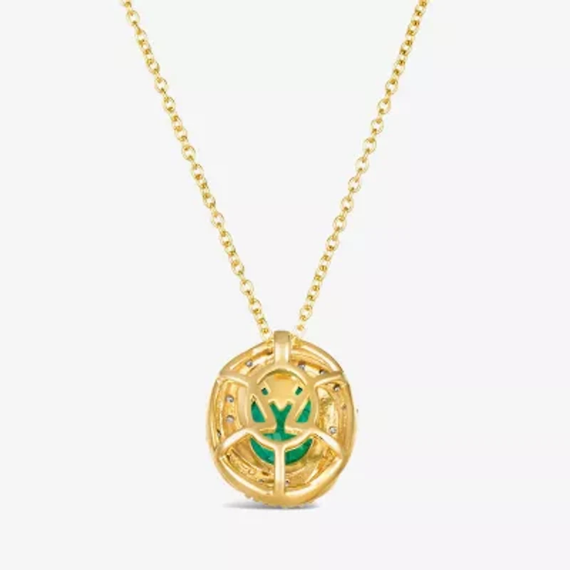 Le Vian Grand Sample Sale Le Vian Grand Sample Sale Womens 1/6 CT. T.W. Genuine Green Emerald 14K Gold Oval 18 Inch Pendant Necklace