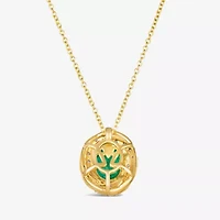 Le Vian Grand Sample Sale Le Vian Grand Sample Sale Womens 1/6 CT. T.W. Genuine Green Emerald 14K Gold Oval 18 Inch Pendant Necklace