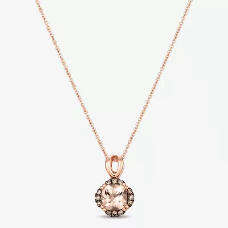 Le Vian Grand Sample Sale Le Vian Grand Sample Sale Womens 1/10 CT. T.W. Genuine Pink Morganite 14K Rose Gold Cushion 18 Inch Pendant Necklace