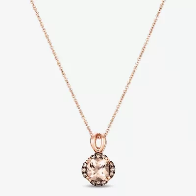 Le Vian Grand Sample Sale Le Vian Grand Sample Sale Womens 1/10 CT. T.W. Genuine Pink Morganite 14K Rose Gold Cushion 18 Inch Pendant Necklace