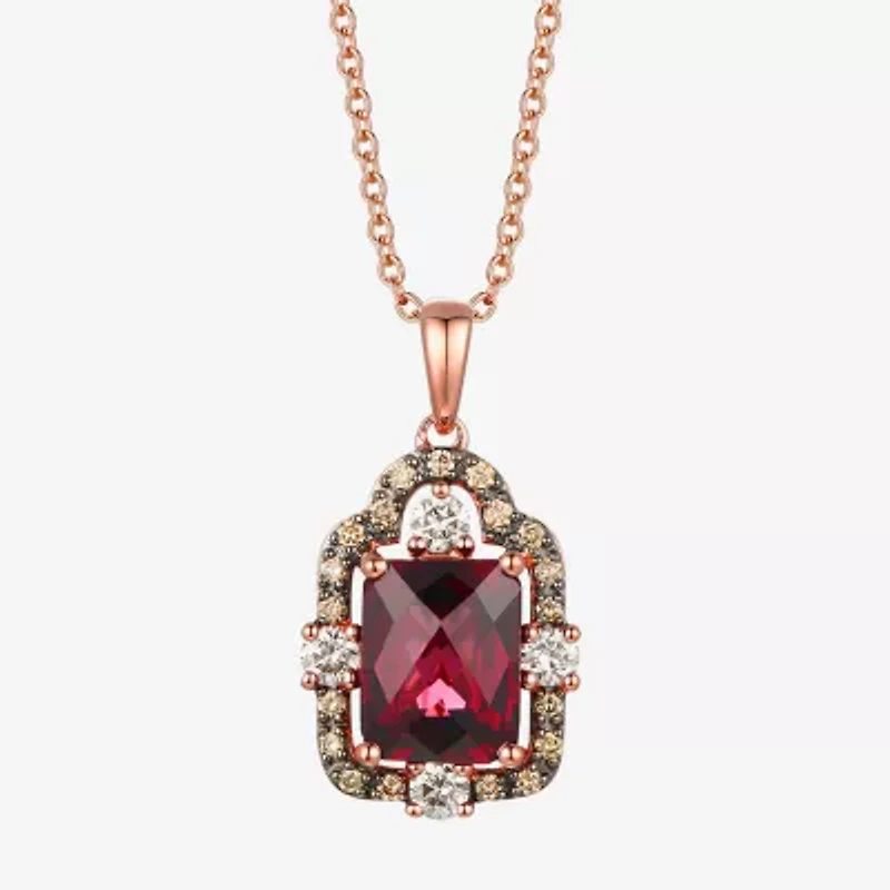Le Vian Grand Sample Sale Le Vian Grand Sample Sale Womens 3/8 CT. T.W. Genuine Red Rhodolite 14K Rose Gold 18 Inch Pendant Necklace