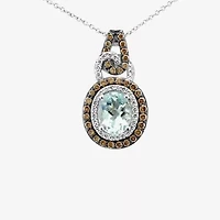 Le Vian Grand Sample Sale Le Vian Grand Sample Sale Womens 3/4 CT. T.W. Genuine Blue Aquamarine 14K White Gold Oval 18 Inch Pendant Necklace