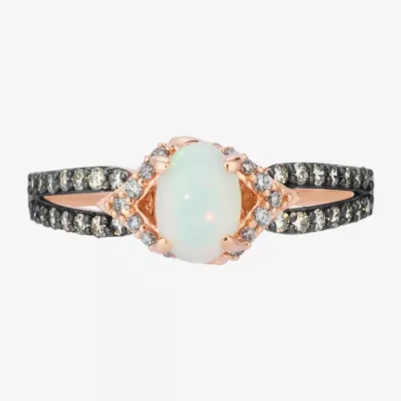 Le Vian Grand Sample Sale Le Vian Grand Sample Sale Womens 1/3 CT. T.W. Genuine White Opal 14K Rose Gold Oval Side Stone Cocktail Ring