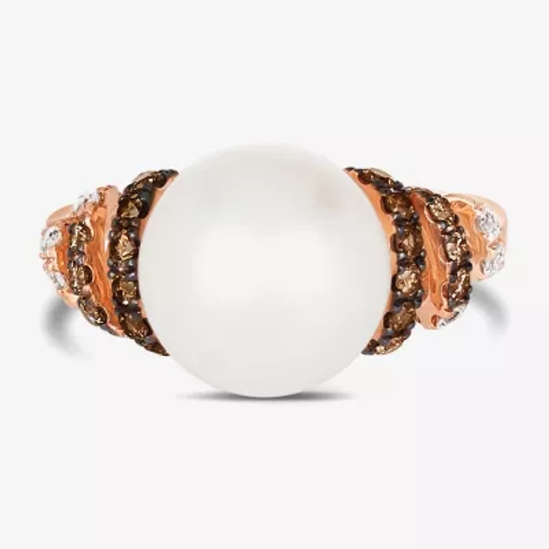 Le Vian Grand Sample Sale Le Vian Grand Sample Sale Womens 1/2 CT. T.W. 11.5MM Genuine White Cultured Freshwater Pearl 14K Rose Gold Round Side Stone Cocktail Ring