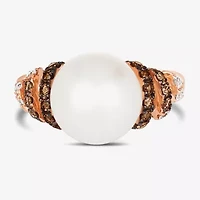 Le Vian Grand Sample Sale Le Vian Grand Sample Sale Womens 1/2 CT. T.W. 11.5MM Genuine White Cultured Freshwater Pearl 14K Rose Gold Round Side Stone Cocktail Ring