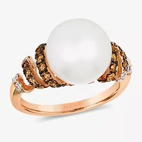 Le Vian Grand Sample Sale Le Vian Grand Sample Sale Womens 1/2 CT. T.W. 11.5MM Genuine White Cultured Freshwater Pearl 14K Rose Gold Round Side Stone Cocktail Ring