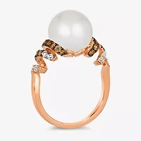 Le Vian Grand Sample Sale Le Vian Grand Sample Sale Womens 1/2 CT. T.W. 11.5MM Genuine White Cultured Freshwater Pearl 14K Rose Gold Round Side Stone Cocktail Ring