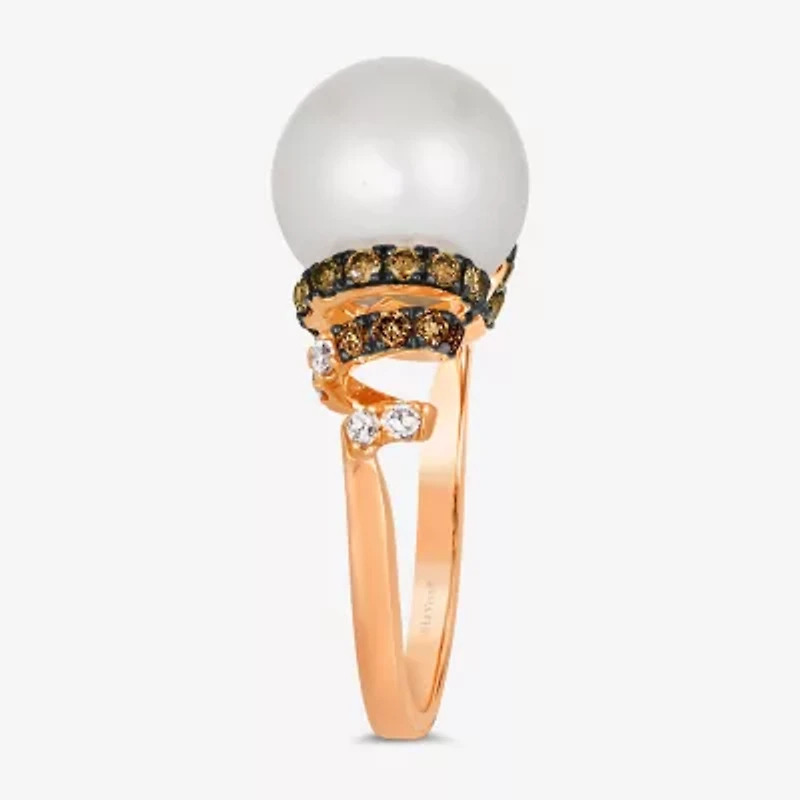 Le Vian Grand Sample Sale Le Vian Grand Sample Sale Womens 1/2 CT. T.W. 11.5MM Genuine White Cultured Freshwater Pearl 14K Rose Gold Round Side Stone Cocktail Ring