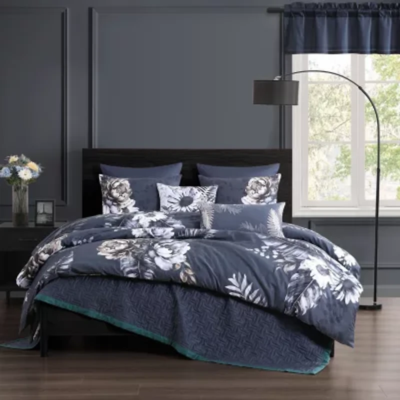 Bebejan Forget Me Not 100% Cotton Sateen 5 Piece Reversible Comforter Set