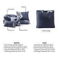 Bebejan Forget Me Not 100% Cotton Sateen 5 Piece Reversible Comforter Set