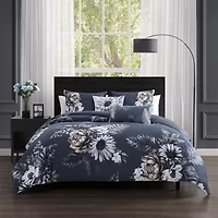 Bebejan Forget Me Not 100% Cotton Sateen 5 Piece Reversible Comforter Set