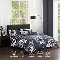 Bebejan Forget Me Not 100% Cotton Sateen 5 Piece Reversible Comforter Set