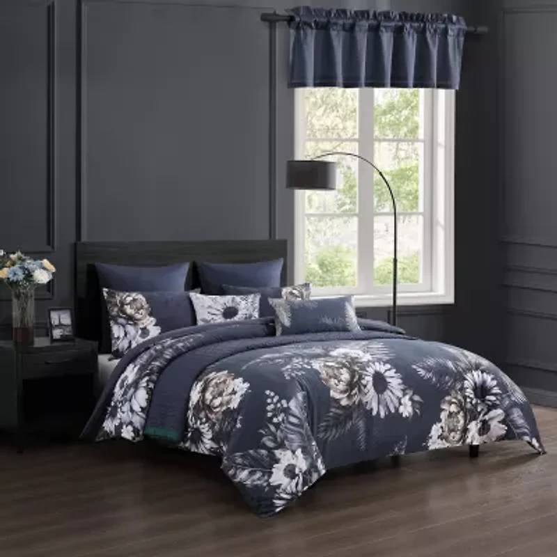 Bebejan Forget Me Not 100% Cotton Sateen 5 Piece Reversible Comforter Set