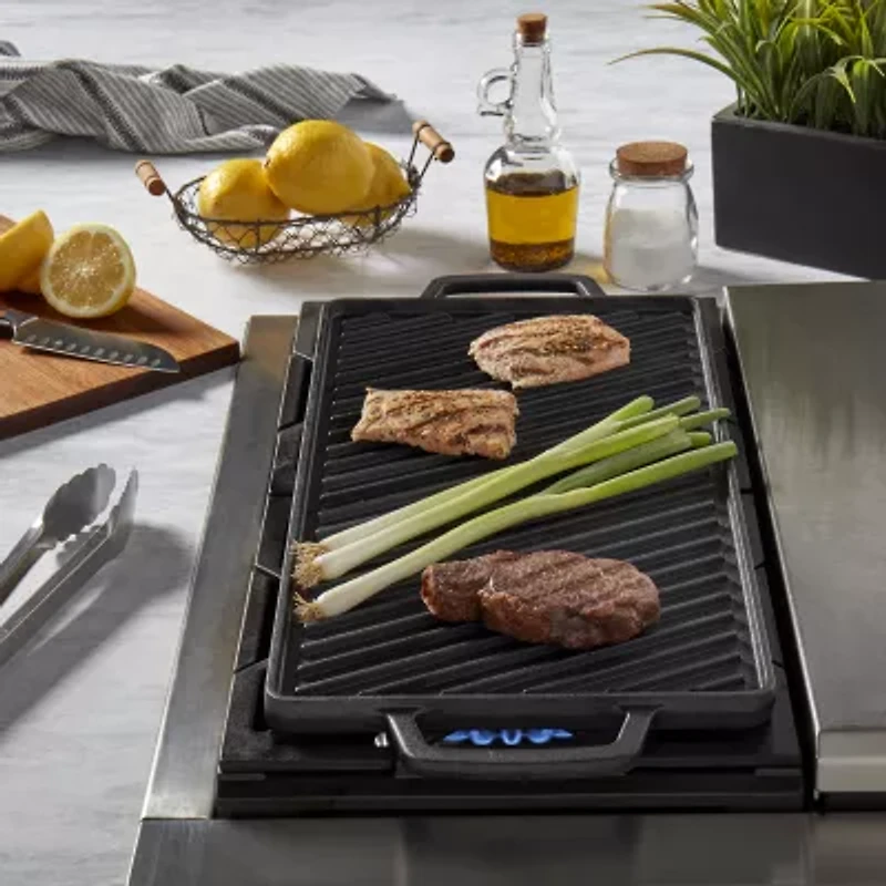 Smith & Clark Cast Iron Reversible 20X10 Grill Griddle