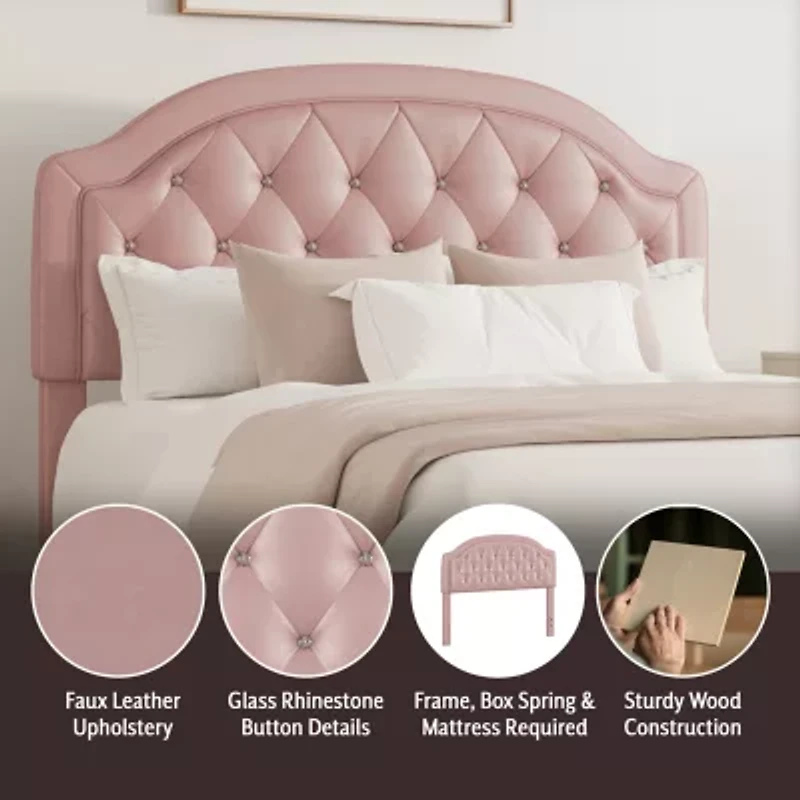 Karley Button-Tufted Faux-Leather Headboard