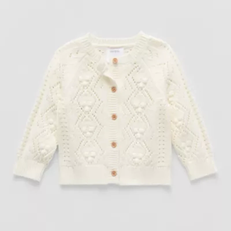 Okie Dokie Baby Girls Crew Neck Long Sleeve Cardigan