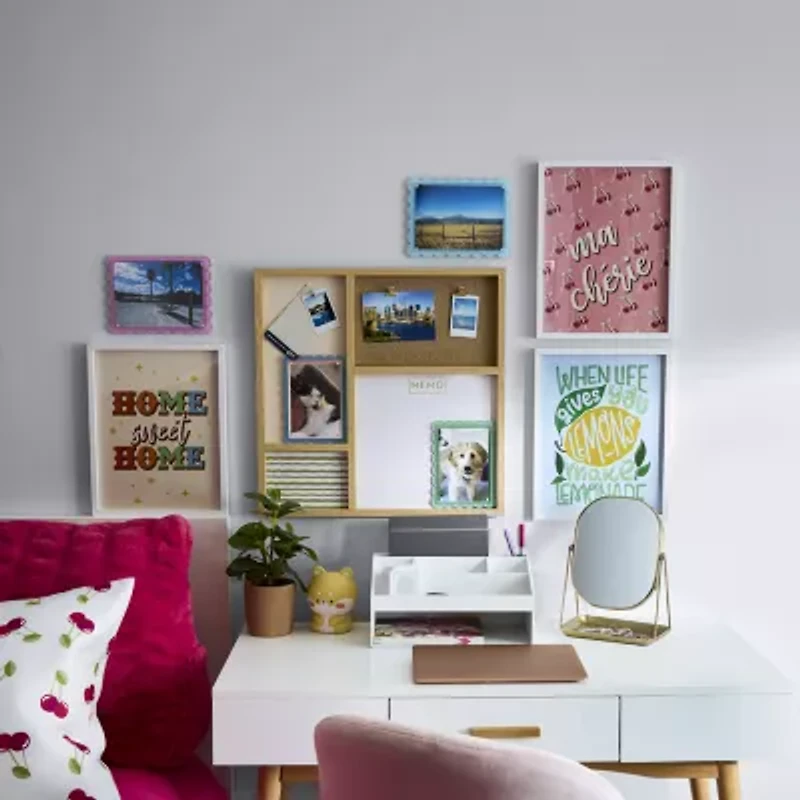 Pink Sky Wooden With Open Storage Desktop Organizer