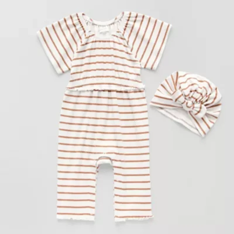 Grayson Little Baby Girls Crew Neck Short Sleeve Rib Jumpsuit