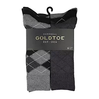 Gold Toe Campbell Mens 6 Pair Big and Tall Crew Socks