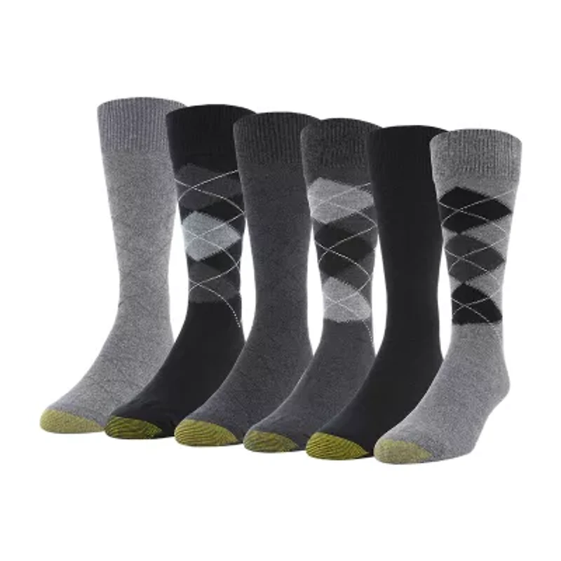Gold Toe Campbell Mens 6 Pair Big and Tall Crew Socks