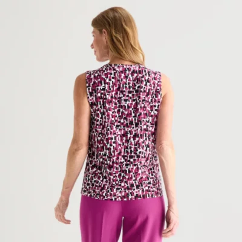 Black Label by Evan-Picone Womens Keyhole Neck Sleeveless Blouse