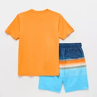 ZeroXposur Big Kid Boys Uv Protection Striped 2-pc. Rash Guard Set