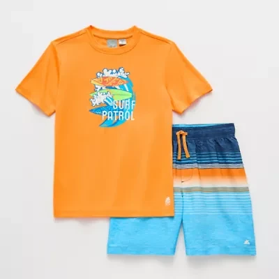 ZeroXposur Big Kid Boys Uv Protection Striped 2-pc. Rash Guard Set
