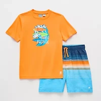 ZeroXposur Big Kid Boys Uv Protection Striped 2-pc. Rash Guard Set