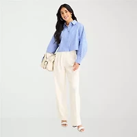 Worthington Womens Long Sleeve Button Front Blouse