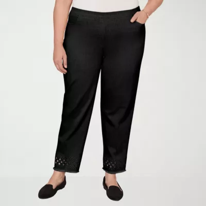 Alfred Dunner Detail Driven Womens Plus Straight Ankle Pant