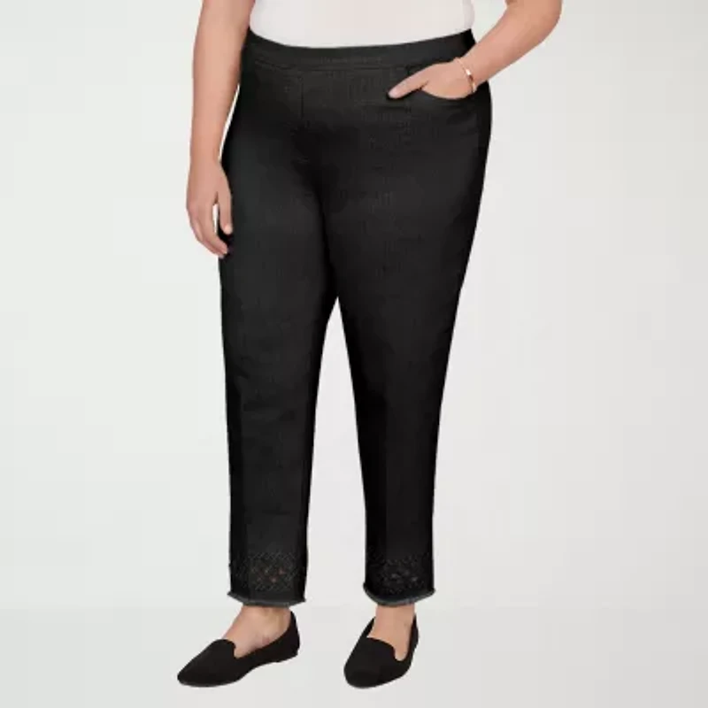 Alfred Dunner Detail Driven Womens Plus Straight Ankle Pant