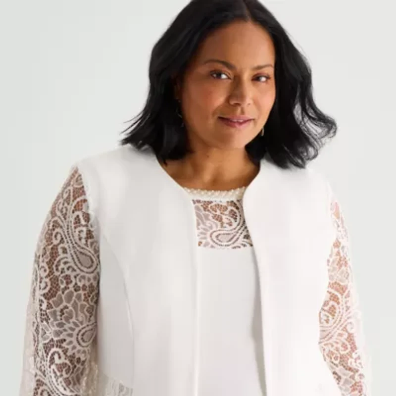 Maya Brooke Womens Plus Jacket Dress